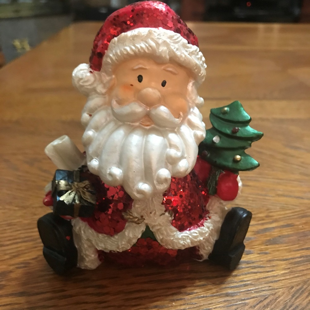 Santa glitter bobble head